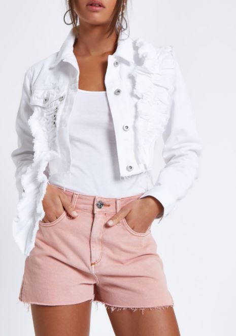 river island white denim jacket